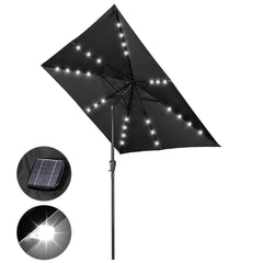 9 ft Lighted Patio Umbrella Square Solar Umbrella Tilt 8-Rib