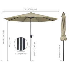 10 ft Tilting Outdoor Patio Umbrella 220g Yarn-dyed Canopy UV50+