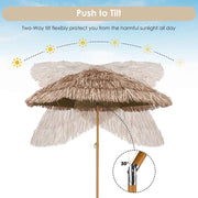 6ft Tilting Hula Umbrella Straw Tiki Umbrella 2ct/Pack