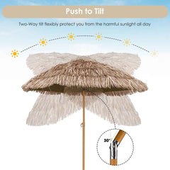 8ft Tilting Hula Umbrella Straw Tiki Umbrella 2ct/Pack