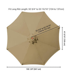 9 ft Patio Umbrella Replacement Canopy 8-Rib
