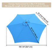 9 ft 6-Rib Patio and Market Umbrella Replacement Canopy