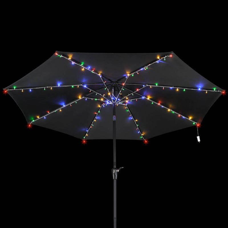 Outdoor Umbrella Lights Battery Operated 9-10ft 8-Rib