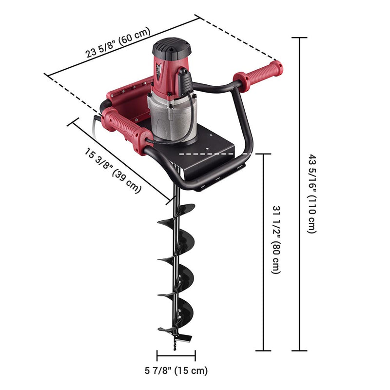 1500w Electric Post Hole Digger with 6" Fence Post Drill