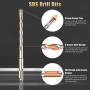 17pcs SDS/SDS-Plus Drill Bits Point Chisel Flat Chisel U-groove Chisel