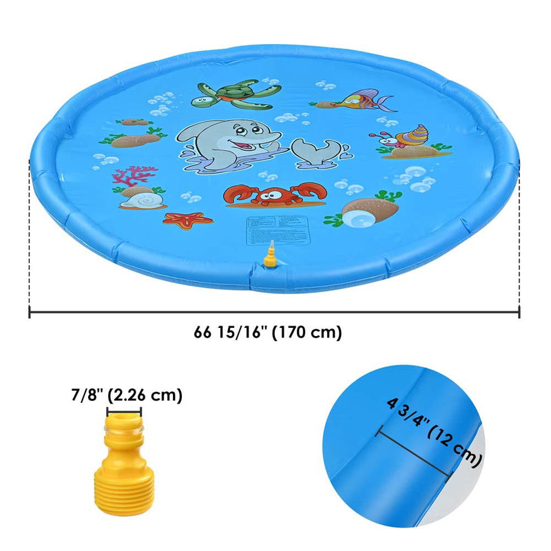 Inflatable Splash Pad Sprinkler Wading Pool for Kids 67"