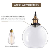 DIY Glass Pendant Light Clear Global Shade 7 9/10 in