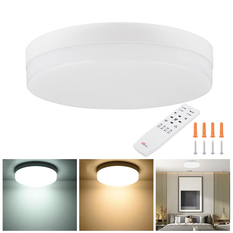 Round Ceiling Light Flush Mount Dimmable w/ Remote 36W 12in