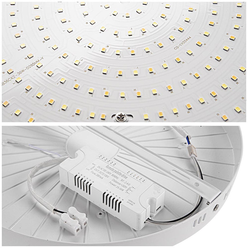 Round Ceiling Light Flush Mount Dimmable w/ Remote 36W 12in
