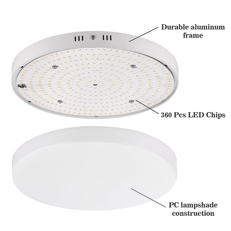 Round Ceiling Light Flush Mount Dimmable w/ Remote 36W 12in