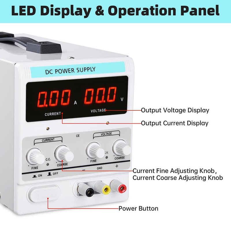 Digital 30V 10A DC Power Supply for Lab