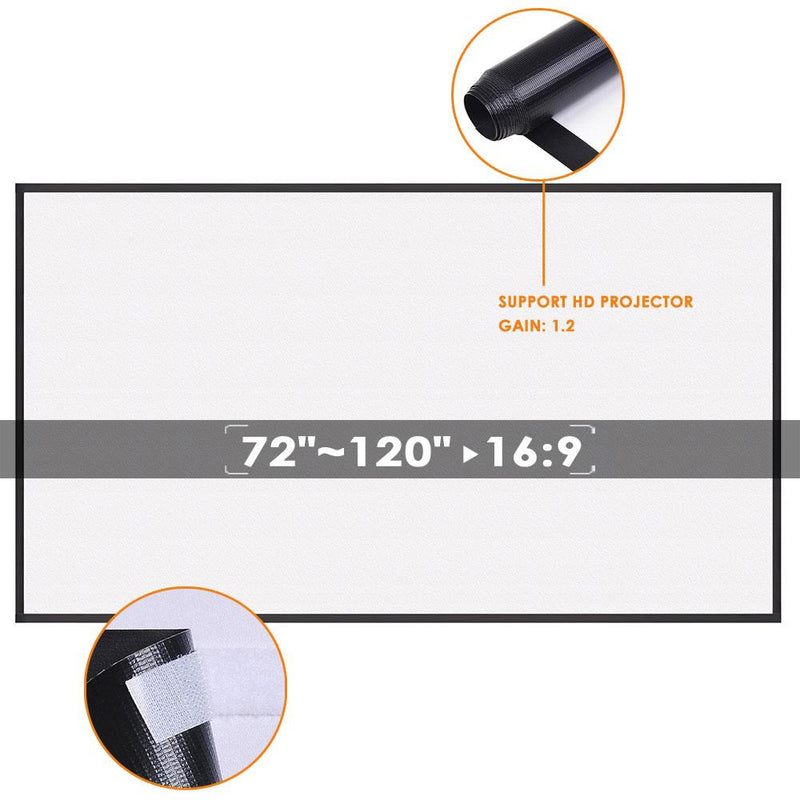 DIY Projector Screen Movie TV Home Theater Matte White 72"-120" 16:9