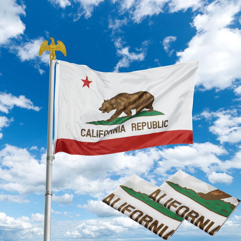 3x5ft California Republic Flag with Hoisting Grommets 2ct/Pack