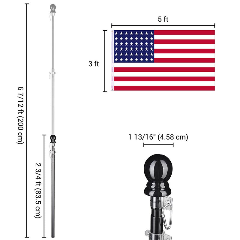 6.5 ft Aluminum Telescoping Flagpole Kit with US Flag | The DIY Outlet