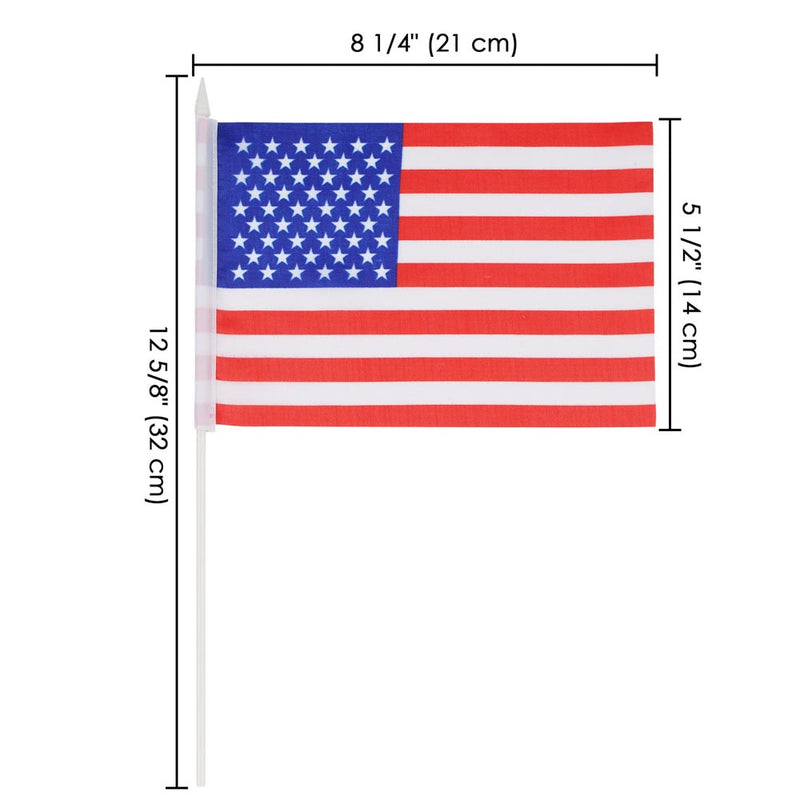 8"x5" Mini American Flags on Stick for Yard Bulk(12ct or 24ct)