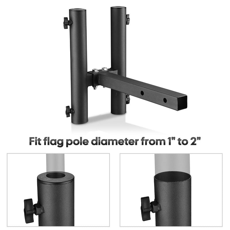 DIY Hitch Dual Flag Pole Mount for 2" Receivers & 1"-2" Poles