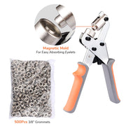 Handheld Grommet Punch Tool with 500 10mm Grommets
