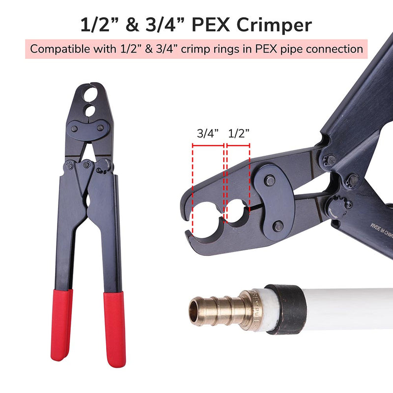 1/2" & 3/4" Pex Crimp Tool with Gauge Red