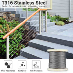 DIY Stainless Steel Cable Railing Marine Grade T316 7x7 1/8