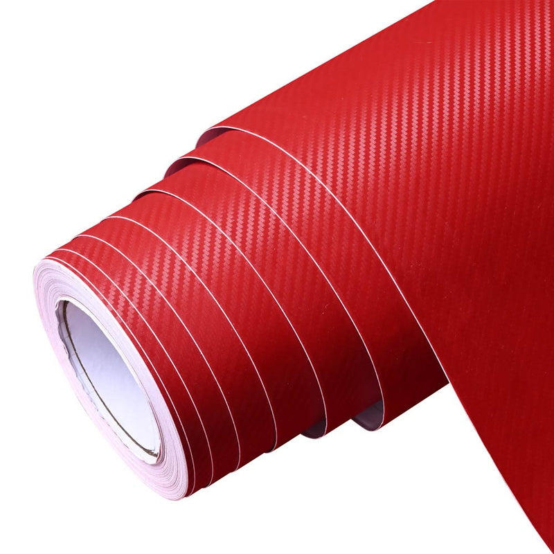 3D Red Carbon Fiber Hood Wrap Auto Vinyl Wrap Roll 5x92ft