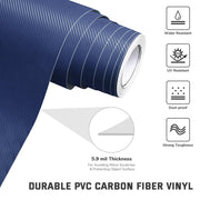 3D Blue Carbon Fiber Hood Wrap Auto Vinyl Wrap Roll 5x92ft