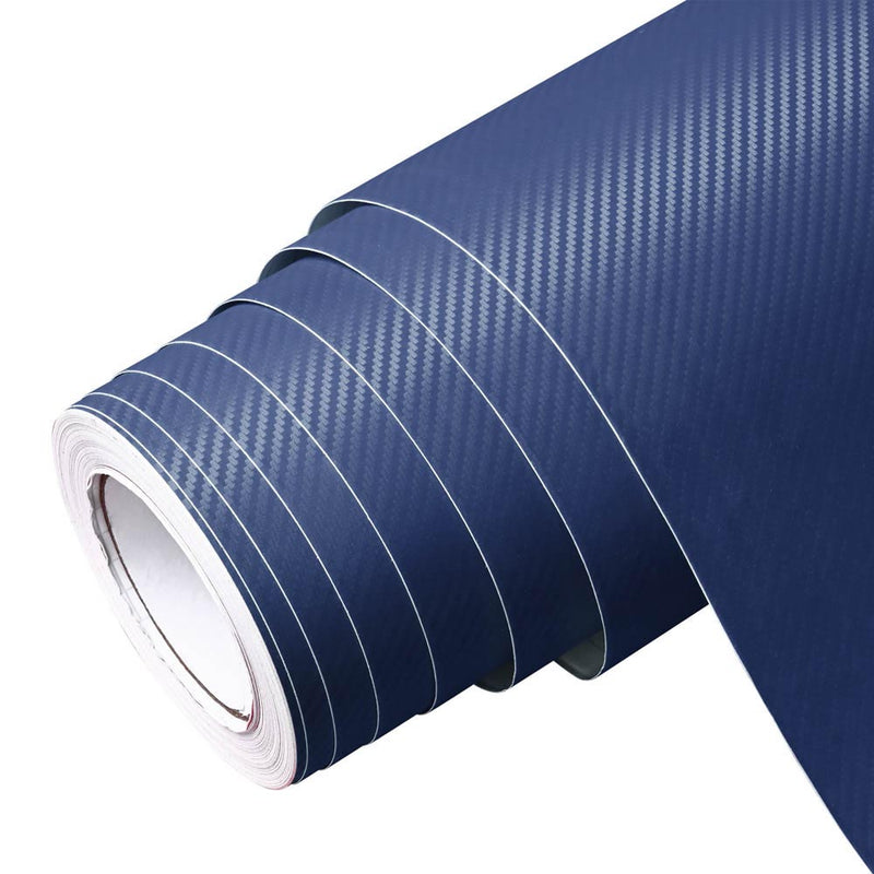 3D Blue Carbon Fiber Hood Wrap Auto Vinyl Wrap Roll 5x92ft