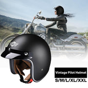 3/4 Open Face Motorcycle Helmet DOT Matte Black S-XXL