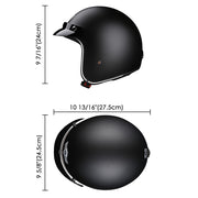 3/4 Open Face Motorcycle Helmet DOT Matte Black S-XXL