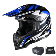 Dirt Bike Helmet Mens Full Face MX Helmet DOT Black Blue