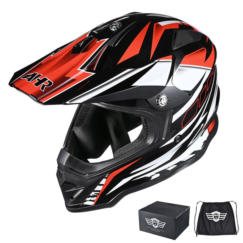 Womens Motocross Helmet Full Face DOT Black Red