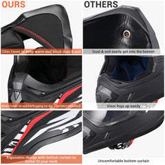 Womens Motocross Helmet Full Face DOT Black Red