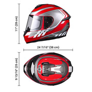 AHR RUN-F3 Full Face DOT Motor Helmet Red
