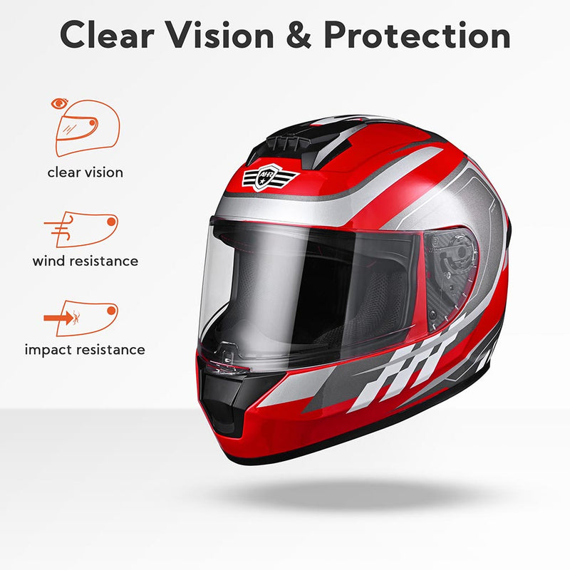 AHR RUN-F3 Full Face DOT Motor Helmet Red
