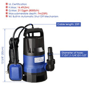 1/2HP Submersible Dirty Water Pump w/ Float 400w