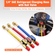 R410a AC System Charging Hoses with Ball Valve & Fittings