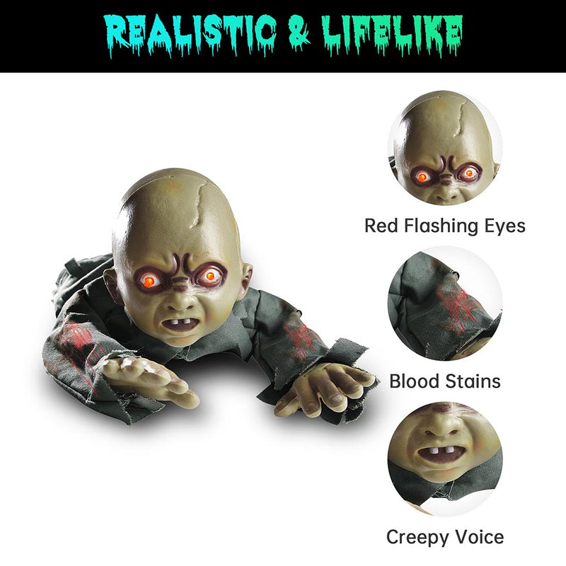Animated Auto Crawling Zombie Baby Halloween Prop