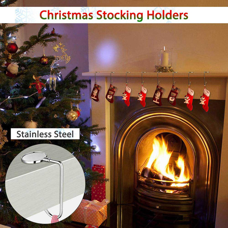 DIY Stocking Holders Stainless Steel Non-Slip Hooks Set of 8