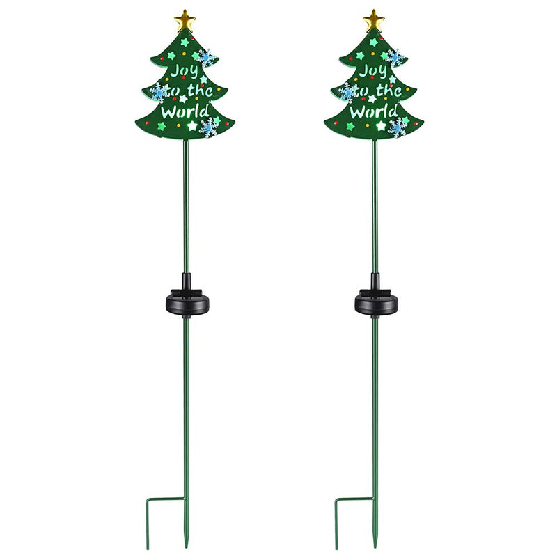 Solar Garden Christmas Stake Lights Xmas Tree 2ct/Pack
