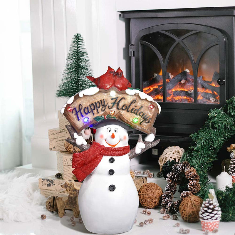 Santa Snowman Figurine with Light Christmas Gift 12"
