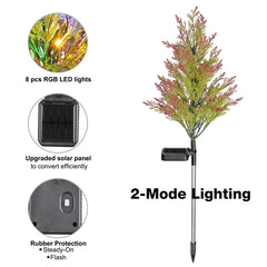 Solar Garden Lights Set of 2 Christmas Pine Tree with Stakes
