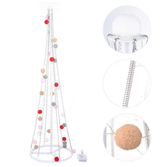 3ft Pre-lit Cone Christmas Tree Colorful Balls Battery Remote Control