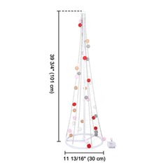 3ft Pre-lit Cone Christmas Tree Colorful Balls Battery Remote Control