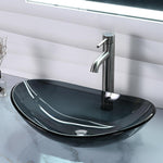 Bathroom Sink Tempered Glass Countertop Sink Oval Gray 22x14"
