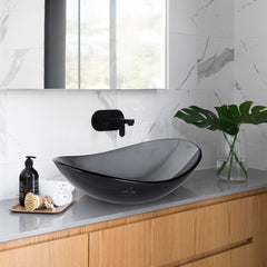 Bathroom Sink Tempered Glass Countertop Sink Oval Gray 22x14