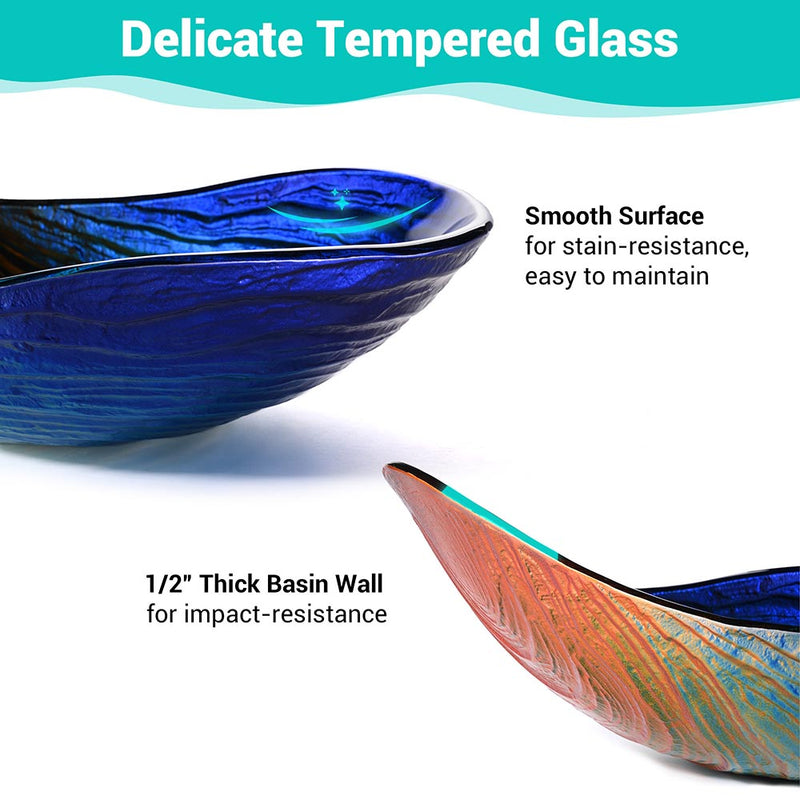 Bathroom Sink Tempered Glass Countertop Vanity Sink Abalone Shell
