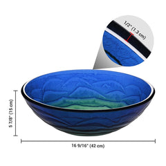 Bathroom Sink Tempered Glass Countertop Vanity Sink Round Blue Green
