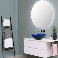 Bathroom Sink Tempered Glass Countertop Vanity Sink Round Blue Green