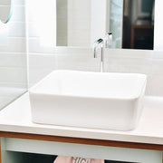 Aquaterior Rectangular Bathroom Vessel Sink wth Drain & Tray 16"x12"