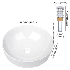 Aquaterior Bowl Sink with Drain & Strainer Round 16