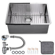 25" Undermount Single Stainless Kitchen Sink with Drain Basin Rack